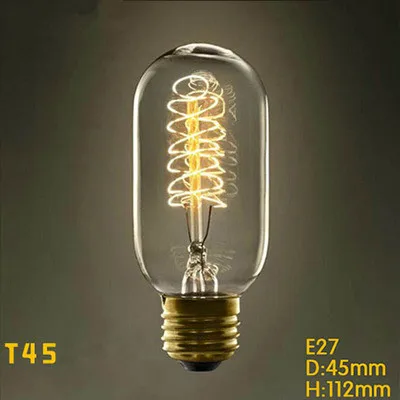 Лампа Эдисона в стиле ретро, винтажная лампочка эдисона, лампа накаливания ST64 G80, лампа накаливания, карбоновая лампа для освещения, Подвесная лампа - Цвет: T45 around wire