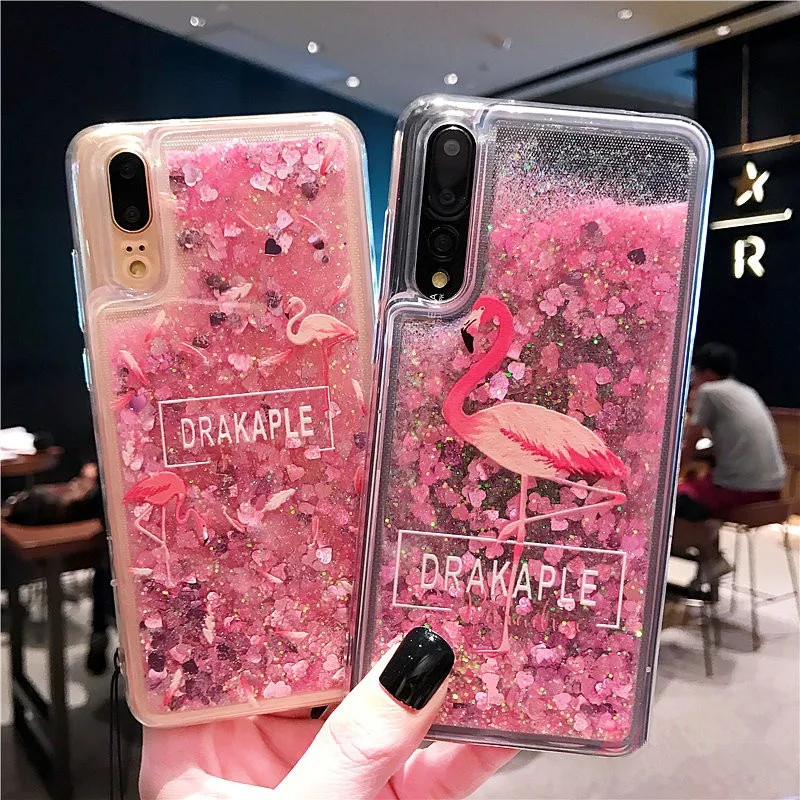 

For Huawei P20 / P20 Pro case Cute Flamingo Dynamic Bling Quicksand Sequins Soft TPU Back Cover For P20 Lite / Nova 2S 3 Coque