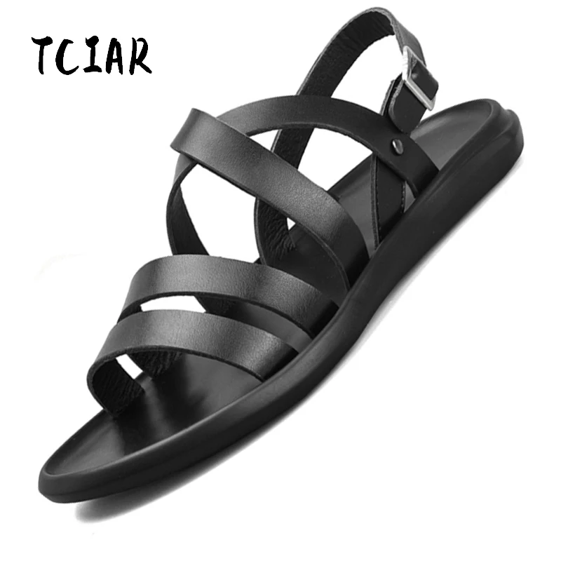 

2018 Summer New Arrival Mens PU Leather Sandals Fashion Gladiator Design Non-slip Rubber Soles Beach Shoes Size 38-44 DS004