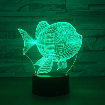 

Fish 3d table lamp bedroom bedside lamp 7 color touch night light 1330