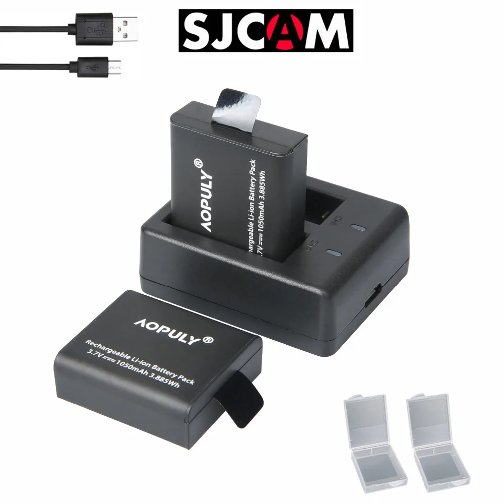 AOPULY Action camera battery with 2Pcs Battery + Dual Charger For EKEN