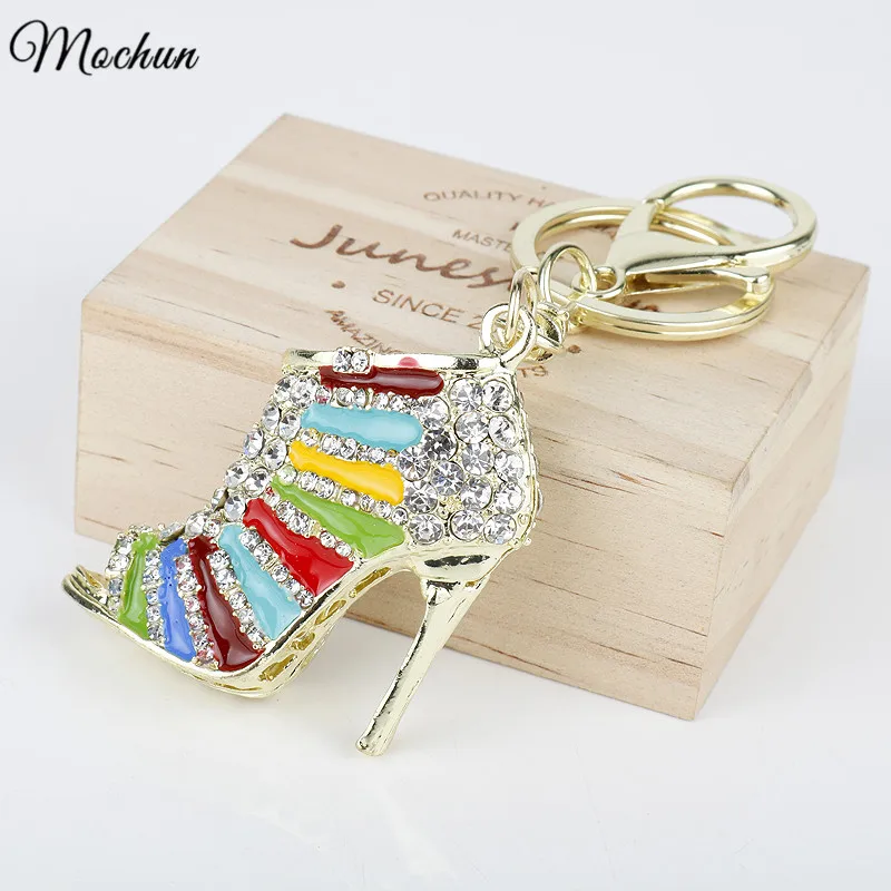 

High-heeled Shoe Keychain Creative Fashion Refinement Hollow Shoes Keyring Key Chain Keyfob Crystal Rhinestone Decoration Chain