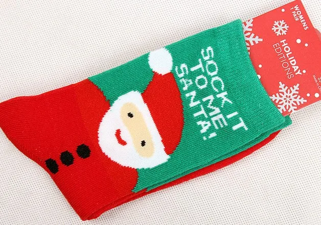 Осенне-зимние модные повседневные женские хлопковые носки с изображением Санта-Клауса, оленя, снеговика, рождественские носки, 6 пар/партия - Цвет: Father Christmas