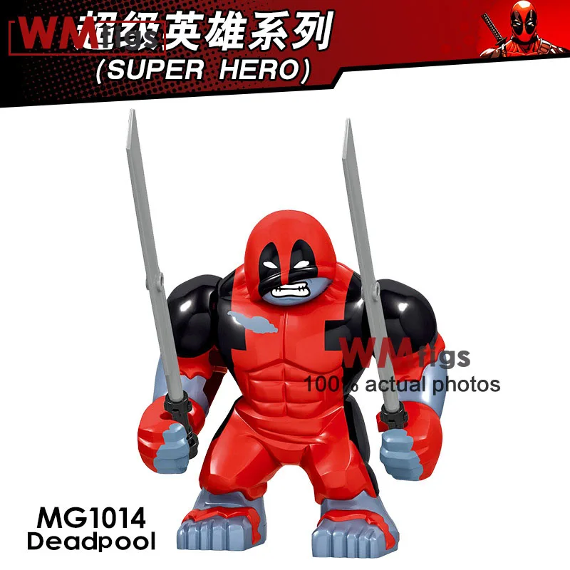 

New Marvel Big Size Deadpool Cable Domino Bob Ross Deadpool Model Super Heroes Building Blocks Toys Kids Gifts