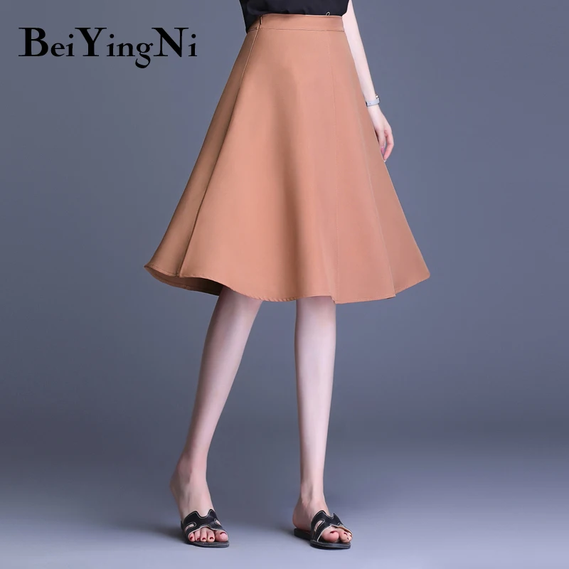 Beiyingni New Arrival High Waist Skirt Womens Solid Color Office Work Wear Fashion Lady Skirts Elegant Soft Faldas OL Saias