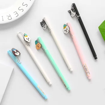

24 pcs Cute dog gel pen 0.5mm fine nib Black color writing pens for kids gift Stationery Office material School supplies A6367