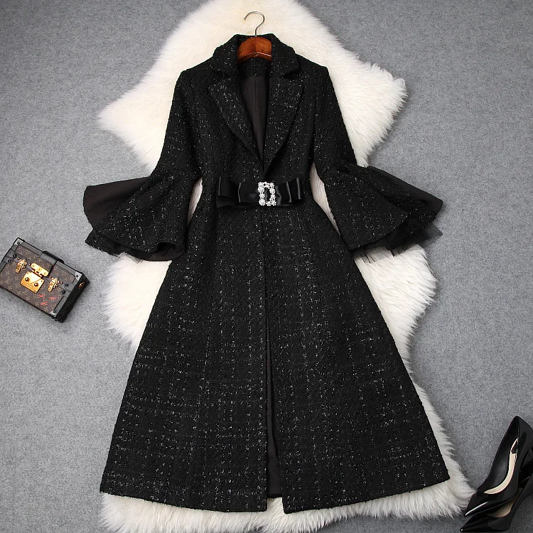 

2018 Spring Autumn Women's Coat New Fashion Long Woolen Coat Slim Type Female Winter Wool Jackets Female