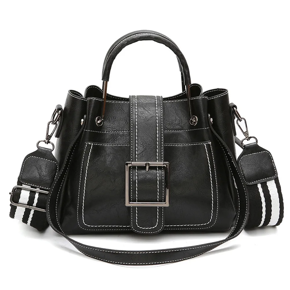 

Black Small Women Messenger Bag Soft Washed PU Leather Crossbody Bag Female Handbag Purses #G8