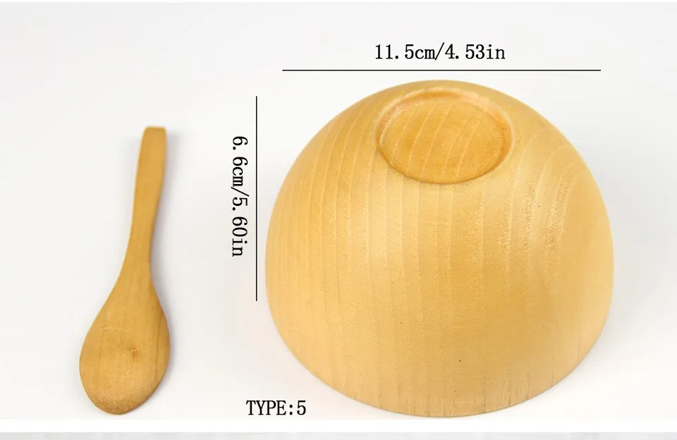 Натуральная Деревянная миска, Китайские Контейнеры для еды, Бамбуковая посуда, кухонная миска для смешивания, суповая лапша, рис, обеденные блюда для детей