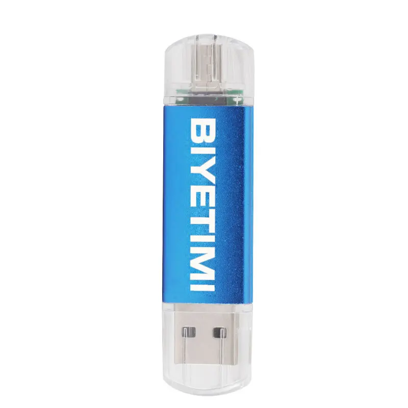 USB флеш-накопитель Biyetimi, двойное использование, Android OTG, флеш-накопитель, 4 ГБ, 8 ГБ, 16 ГБ, 32 ГБ, 64 ГБ, USB 2,0, микро-флеш-накопитель, USB флешка для Android - Цвет: Синий