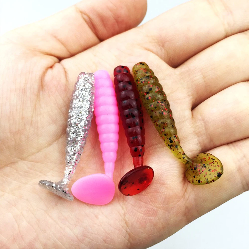 Soft Lures Paddle Tail 4cm 1.3g 60pcs 4colors Shone Fishing Lure
