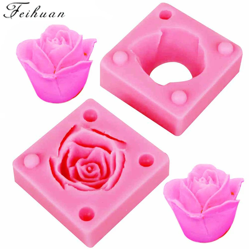 

2Pcs 3D Silicone Mold Rose Flower Sugarcraft Fondant Mold Cake Decorating Tools Chocolate Pastry Gumpaste Kitchen Baking Molds