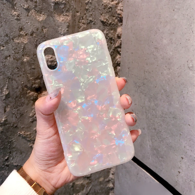 For IPhone 7 Case IPhone XS Max Case XR X 6 6s 8 Plus Glitter Dream Shell Pattern Phone Cover Luxury Silicone Cover For Iphone X