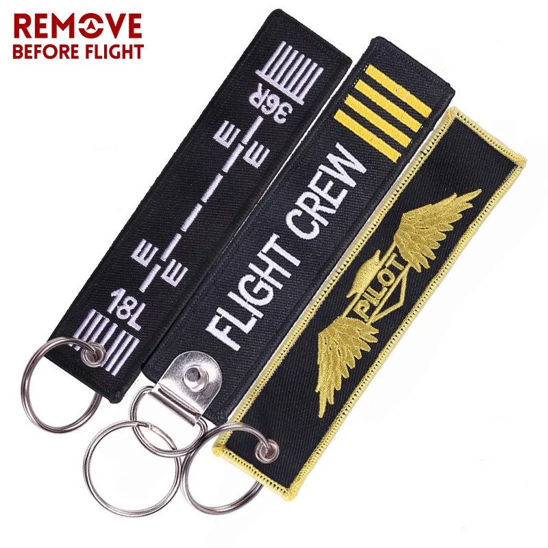 Remove Before Flight Red Embroidery Key Chains3