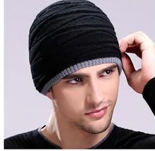 Promotion Lanmer man with thick warm winter hat double-layer knitted turtleneck cap for free shipping
