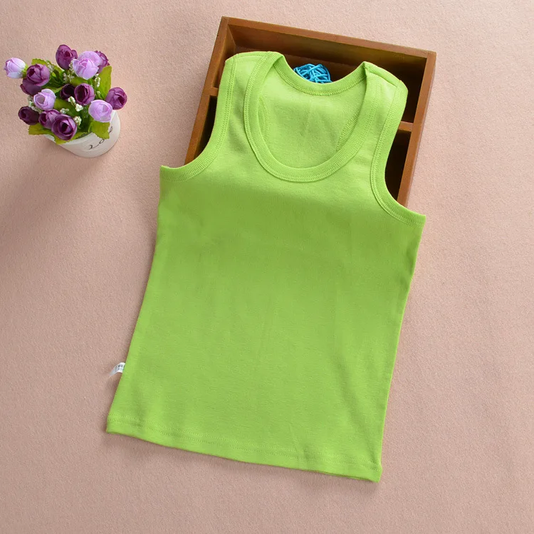 Летняя детская футболка без рукавов из хлопка топы для мальчиков футболки для девочек ярких цветов Топ без рукавов для детей От 1 до 12 лет - Цвет: green