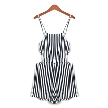

2019 Women Summer Stripe Printing Camisole Mini Jumpsuit Evening Party Beach Jumpsuit 3.20