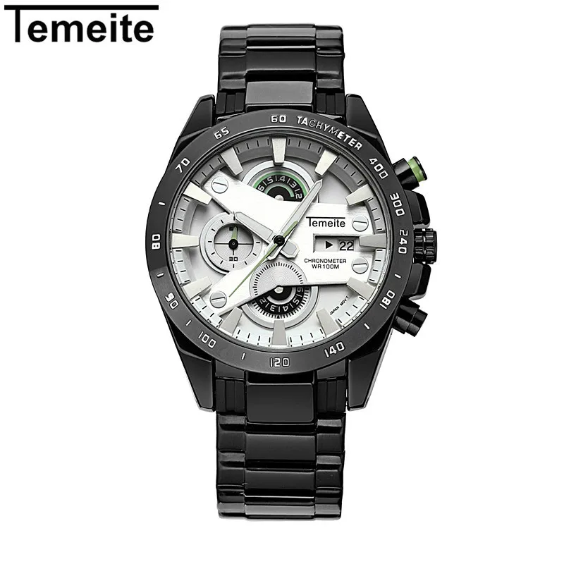 

2017 New TEMEITE Men's Chronograph Casual Watch Luxury Brand Quartz Wrist Watches Military Men Clock Male Waterproof Sport Watch