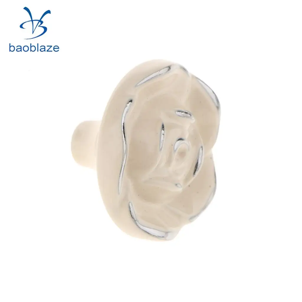 Baoblaze Elegant Flower Rose Pull Knobs Handles for Door Kitchen Dresser Cabinet Drawer Cupboard Wardrobe Door