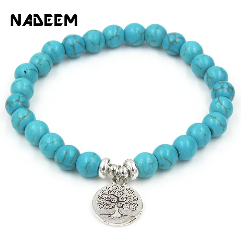 Натуральный камень Howlite мужские и женские браслеты Mala Beads ювелирные изделия