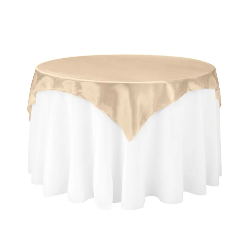 10Pcs 60" x 60" Beige Square Table Overlay For Round Wedding/Party