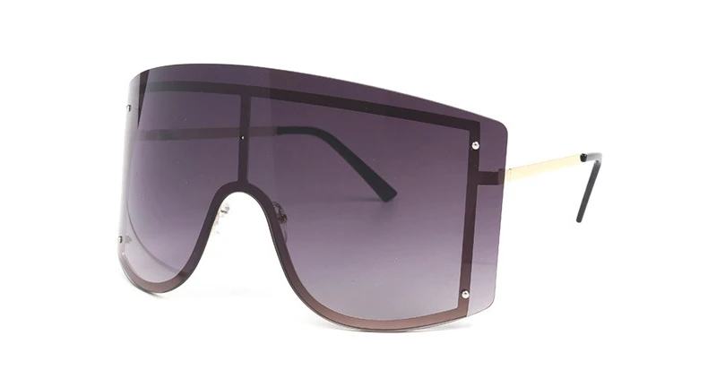 Негабаритные солнцезащитные очки с одной линзой для мужчин и женщин модные очки UV400 Винтажные Очки 47949 - Цвет линз: C2 gray
