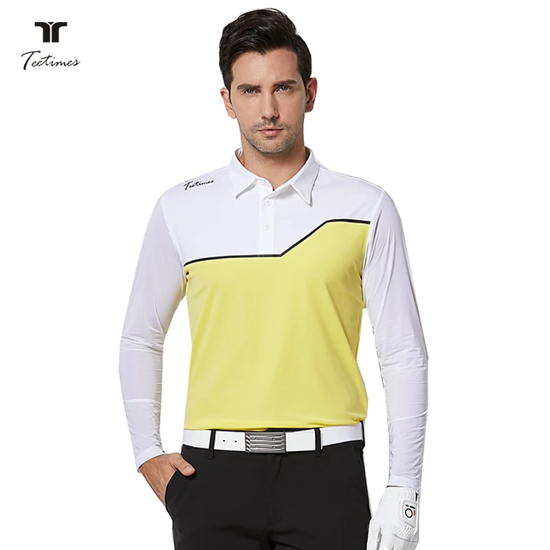 جديد وصول الرجال الصيف قميص جولف الذراع حماية كم 5 ألوان جولف الرياضة الملابس S-XXL الرجال جيرسي الترفيه العلامة التجارية قميص sundscreen