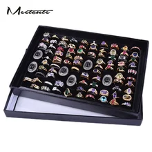 Meetcute, 100 слотов, черное пластиковое кольцо, ювелирная витрина, Подарочная коробка, магазинная шкатулка, органайзер для украшений, лоток, чехол, крышка, Wedd