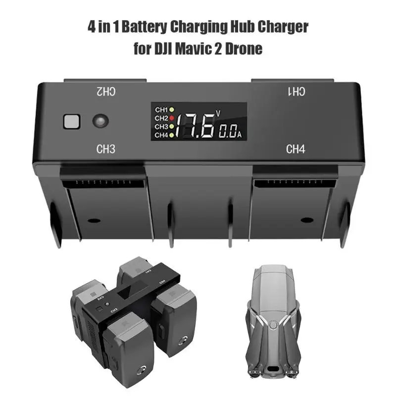 

4 in 1 Multi Battery Charging Hub Charger w/Display for DJI Mavic 2 Drone