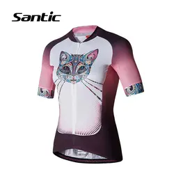 Santic Велоспорт трикотаж Лето с коротким рукавом Трикотаж женский дышащий велосипед трикотаж анти-УФ велосипед Топы рубашка Майо Ciclismo