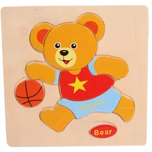 Fashion High Quality Wooden Bear Puzzle Educational Developmental Baby Kids Training Toy Free Shipping