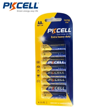 

8pcs/card PKCELL Super Heavy Duty Battery 1.5V R6P AA Single Use Dry Batteries For Remotes Toys