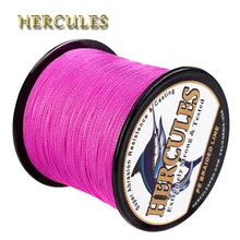 Леска Hercules, 4 нити, плетеная леска для ловли карпа, PE Vissen шнур, 100 м, 300 м, 500 м, 1000 м, 1500 м, 2000 м, М, розовая проволока
