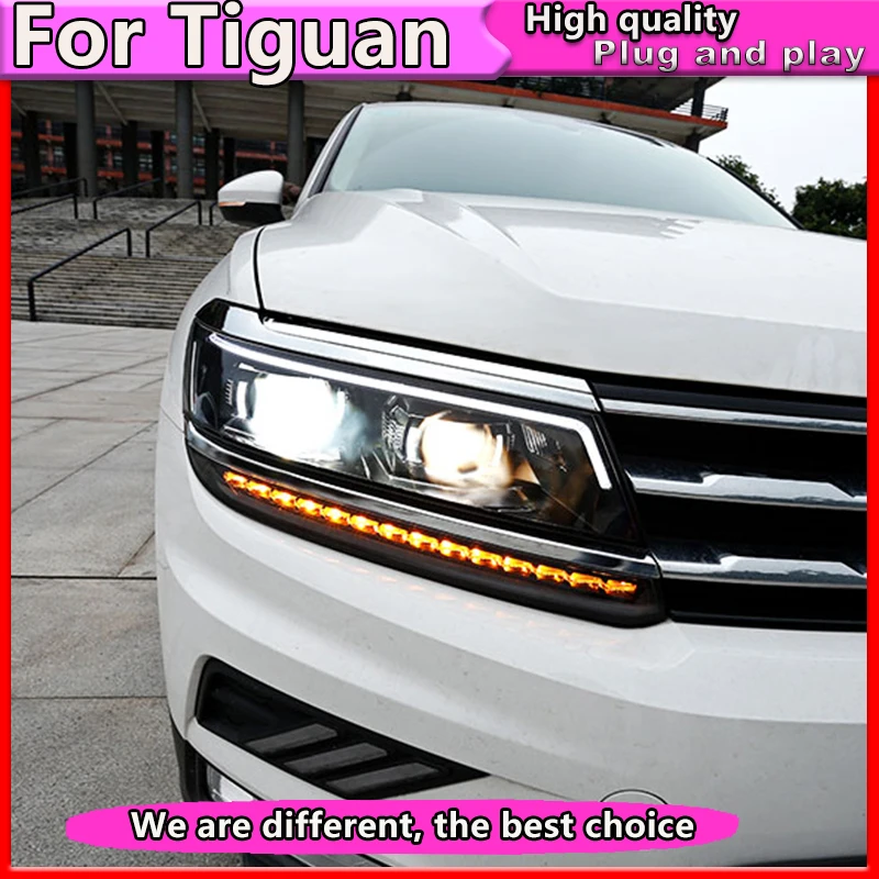 Автомобильный Стайлинг для фар VW Tiguan 2017 светодиодные фары DRL Биксеноновые линзы