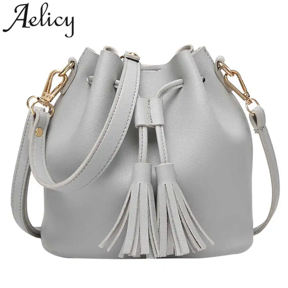

Aelicy New high quality Women Messenger Bags Handbag Tassel Bucket Shoulder Crossbody Luxury Handbags Women Bags Designer Bolsas