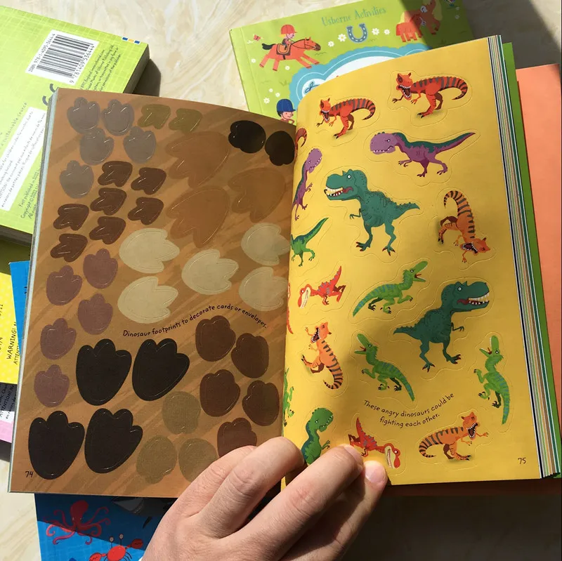 21*15,2 см детская 1000 многоразовая мультяшная наклейка s/Kids Baby Horse динозавр крутая летняя книги с наклейками для школы Kindergarden