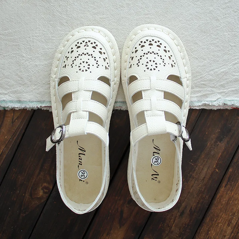 

2019 new lace shallow mouth beef tendon bottom casual shoes art retro small white shoes handmade original flat shoes