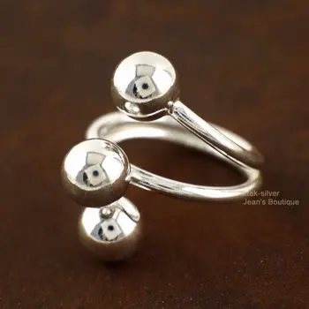 

Sterling Silver Multi Bands Layers 8mm Balls Ring A3143