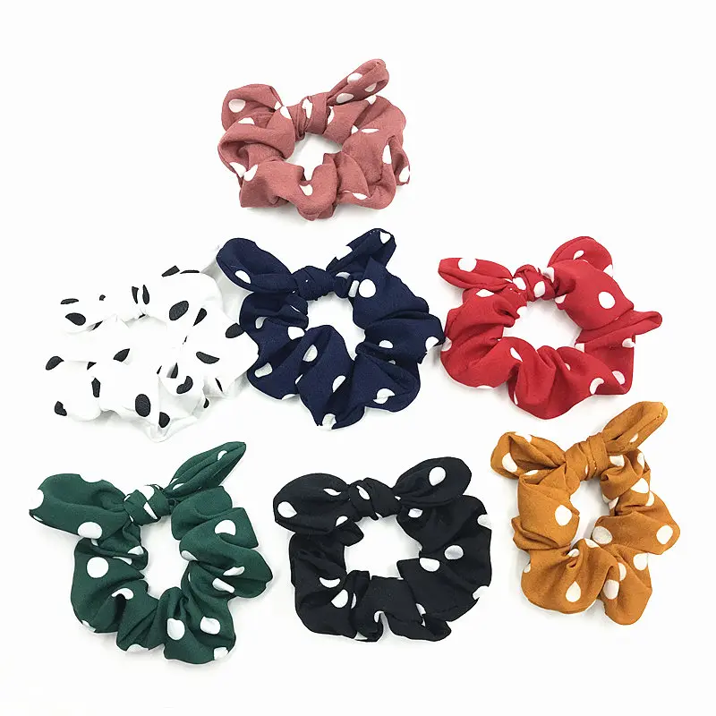 

1pcs Fashion Polka Dot Scrunchies Cotton Bunny Ear Scrunchies Girls Elastic Hair Tie Ponytail Holder Women Hair Accessories