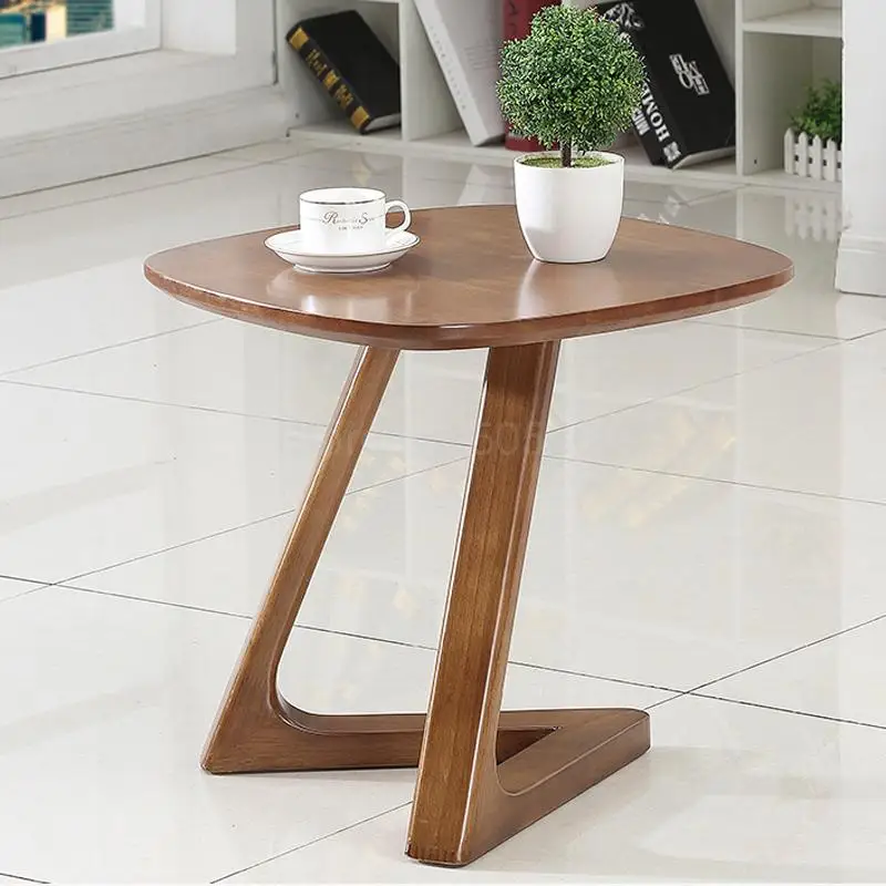 

Nordic solid wood small side table creative small coffee table simple bedside table mini sofa seating area