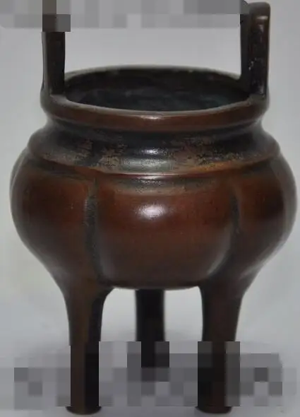 

S01523 4"marked Chinese buddhism temple pure bronze incense burner Censer statue B0403
