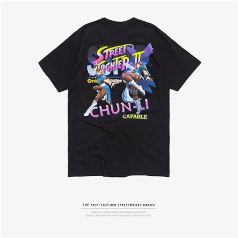 

2018 New Fashion Street Fighter Capcom Short Sleeve T Shirt Street Fighter Game Pro Tour Chun Li Printed Cotton T-shirt S-XXL