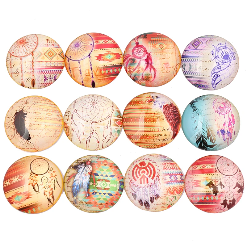 

reidgaller mix dream catcher photo round dome glass cabochon 12mm 14mm 18mm 20mm 25mm 30mm diy handmade jewelry findings