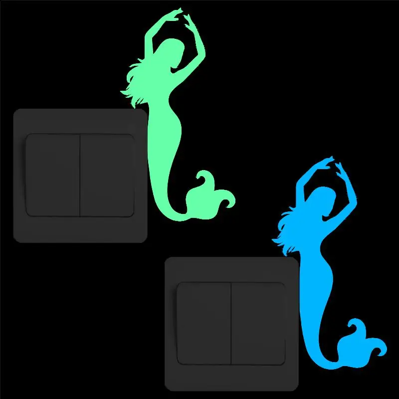 

Beautiful Mermaid Switch Sticker Glow in the Dark Cartoon Wall Art Decals for Kids Rooms Bedroom Living Room Nursery Home Decor