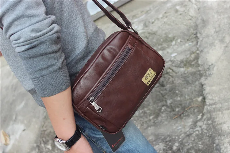 Новая Корейская мужская сумка-мессенджер в трех коробках, винтажная мужская кожаная сумка на плечо, брендовый деловой портфель, сумка через плечо для мужчин, сумки