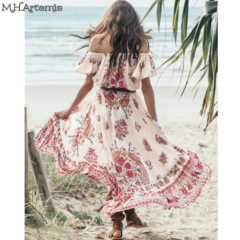2017 халат М. h. артемида Для женщин Boho Chic Этнические народные Цветочный принт