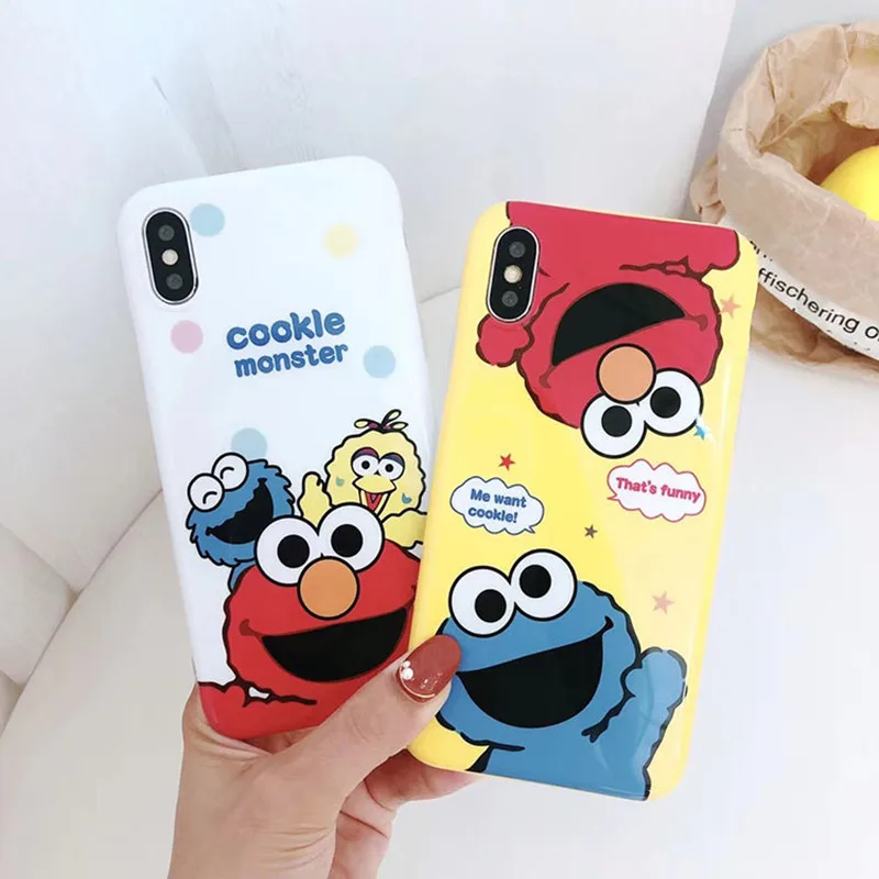 

Cute Cartoon Sesame Street Elmo anime Phone Case For iPhone cover X XS Max XR coque 7 6s Puls 8 Puls case silicon Soft Back Cove