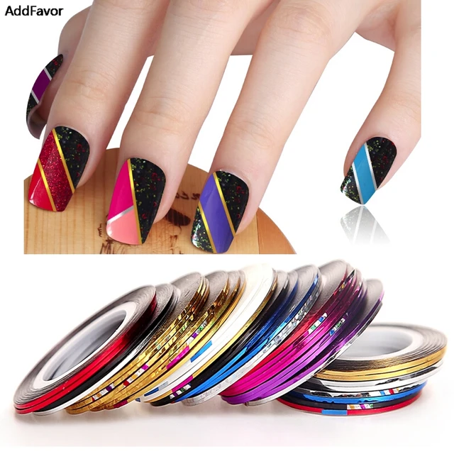 Addfavor 30pc Beauty Mix Colors Nail Rolls Striping Tape Line Nail