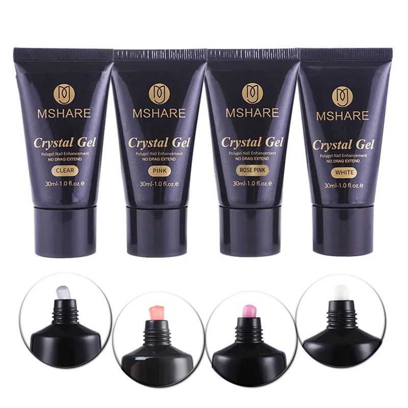 MSHARE Poly Builder Gel Set Nails Acryl Gel Kit Nail Polygel Kits Quick Building Extension Gel 4