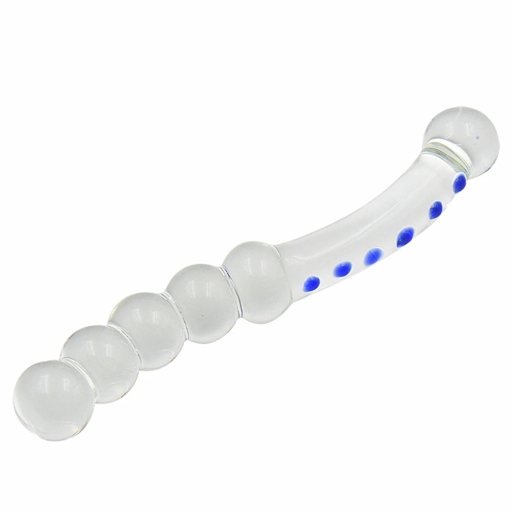 Pyrex glass font b dildo b font fake penis crystal anal beads butt plug prostate massager